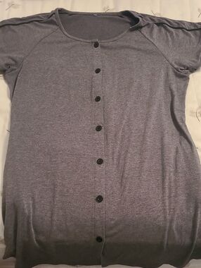 Women's Button-Front Gray Pajama Top